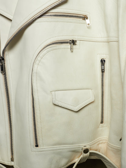 Rick Owens AW25 "CONCORDIANS" MILK Cropped Jumbo Bauhaus Stooges Lamb Leather Jacket