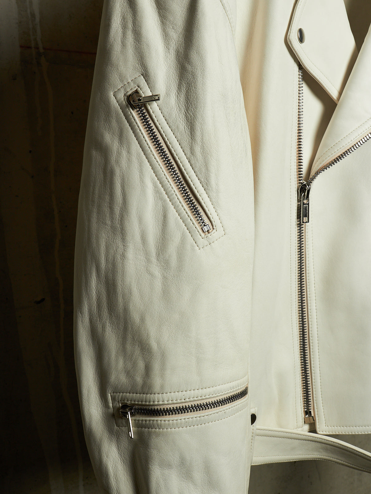 Rick Owens AW25 "CONCORDIANS" MILK Cropped Jumbo Bauhaus Stooges Lamb Leather Jacket