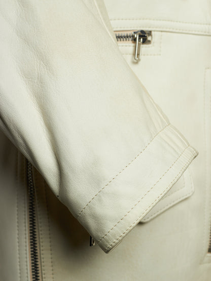 Rick Owens AW25 "CONCORDIANS" MILK Cropped Jumbo Bauhaus Stooges Lamb Leather Jacket