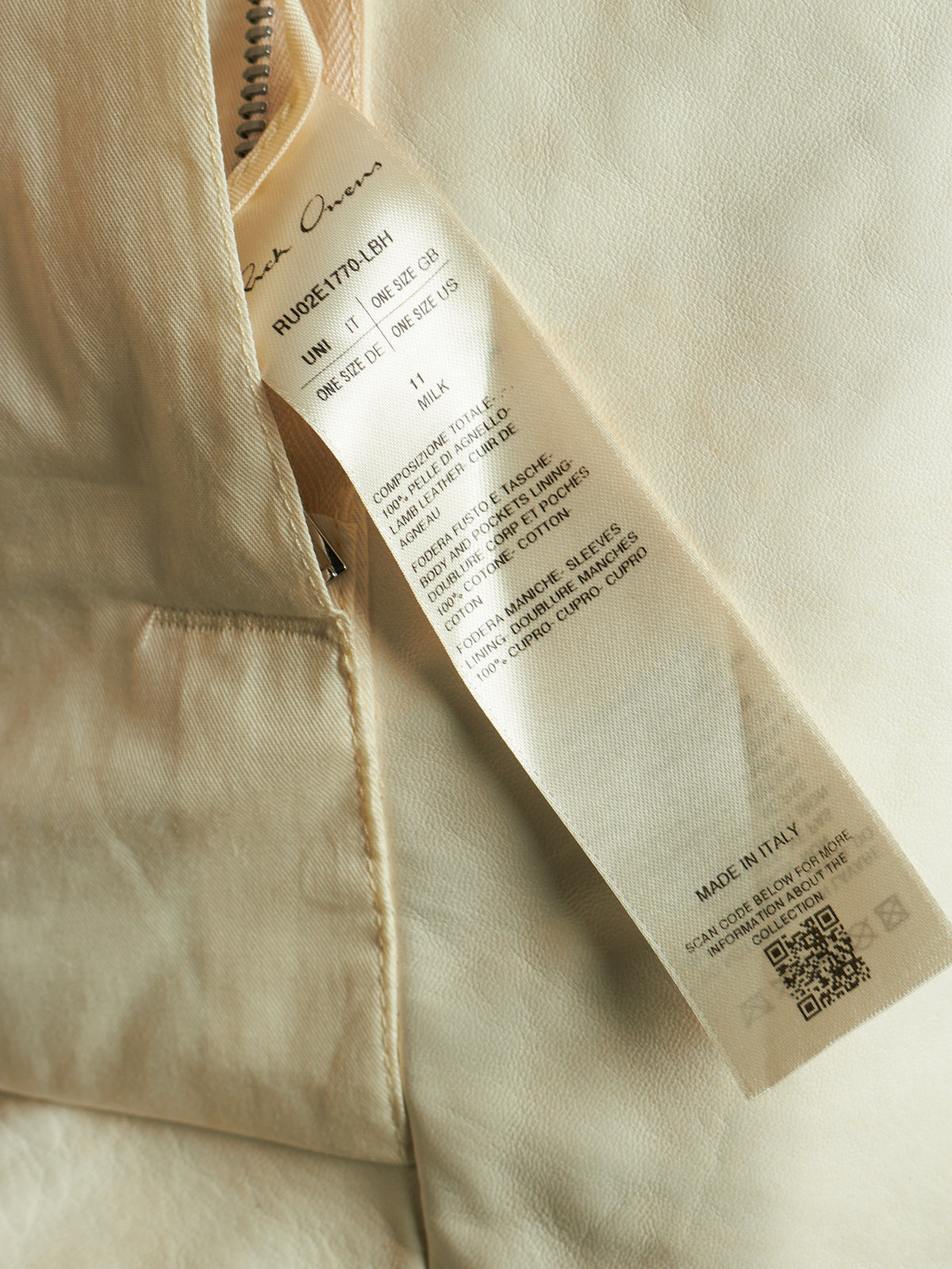 Rick Owens AW25 "CONCORDIANS" MILK Cropped Jumbo Bauhaus Stooges Lamb Leather Jacket