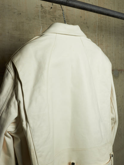 Rick Owens AW25 "CONCORDIANS" MILK Cropped Jumbo Bauhaus Stooges Lamb Leather Jacket