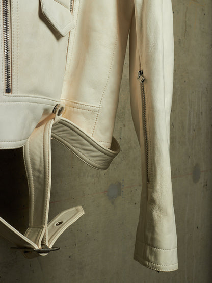 Rick Owens AW25 "CONCORDIANS" MILK Cropped Jumbo Bauhaus Stooges Lamb Leather Jacket