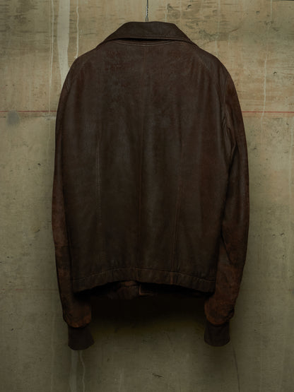 Rick Owens AW09 "CRUST" BITTER High Neck Intarsia Blistered Lamb Leather Jacket