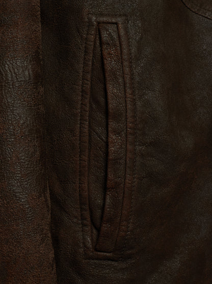 Rick Owens AW09 "CRUST" BITTER High Neck Intarsia Blistered Lamb Leather Jacket