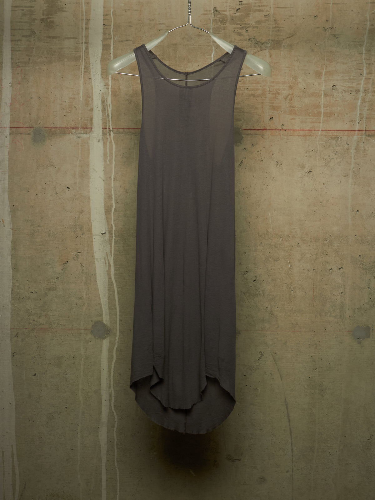Rick Owens AW10 "GLEAM" DRK SHADOW Unfinished Hem Longline Rib Knit Tank Top