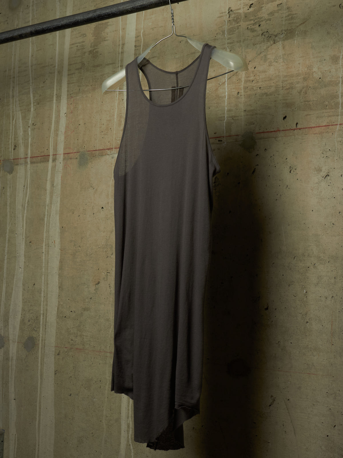 Rick Owens AW10 "GLEAM" DRK SHADOW Unfinished Hem Longline Rib Knit Tank Top