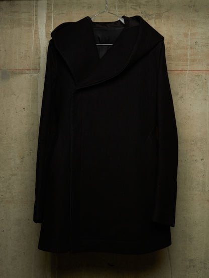 Rick Owens AW11 "LIMO" BLACK Wizard Hooded Wool Melton Coat