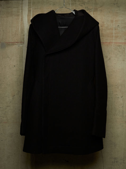 Rick Owens AW11 "LIMO" BLACK Wizard Hooded Wool Melton Coat