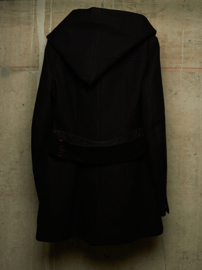 Rick Owens AW11 "LIMO" BLACK Wizard Hooded Wool Melton Coat
