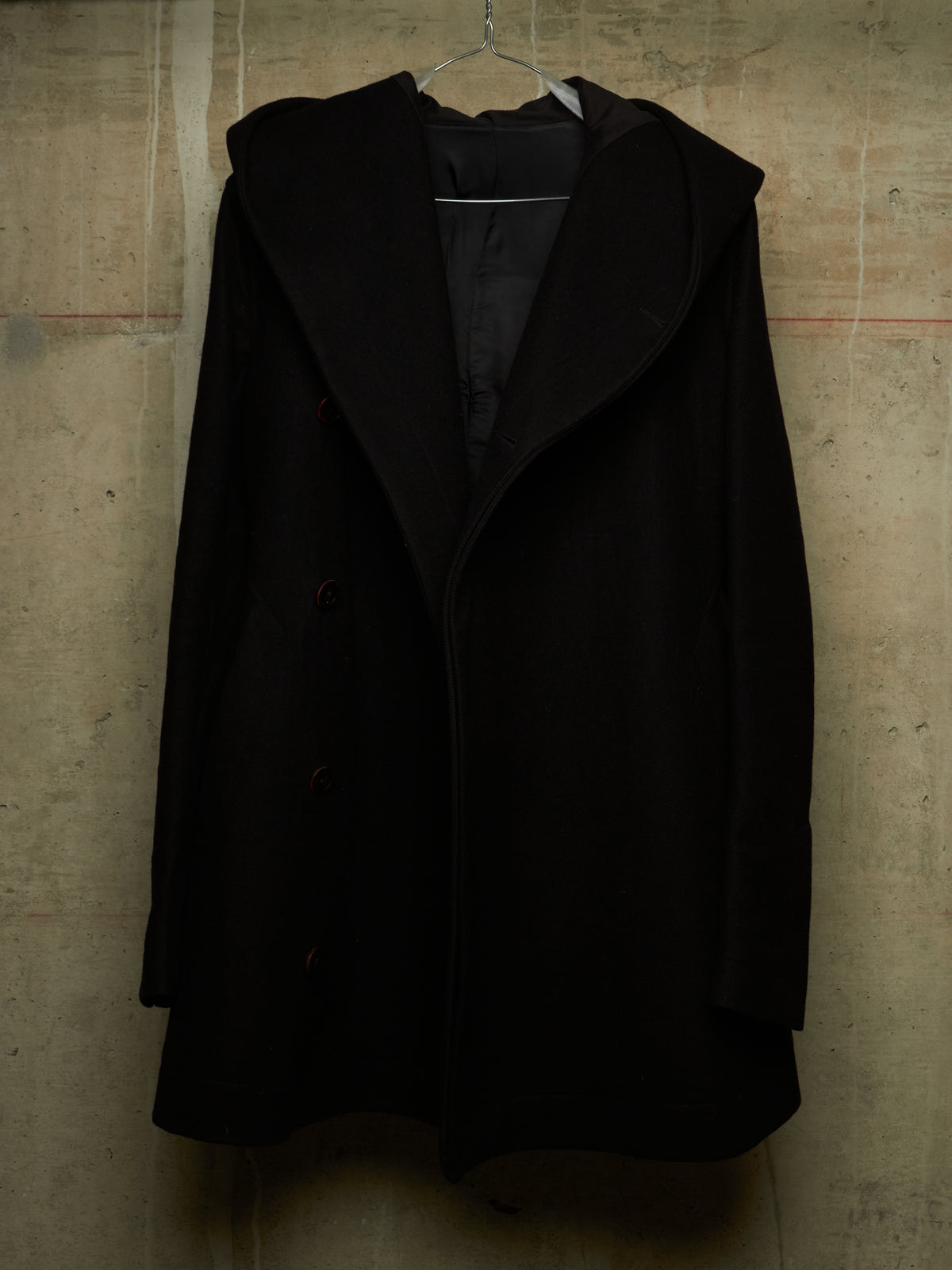 Rick Owens AW11 "LIMO" BLACK Wizard Hooded Wool Melton Coat