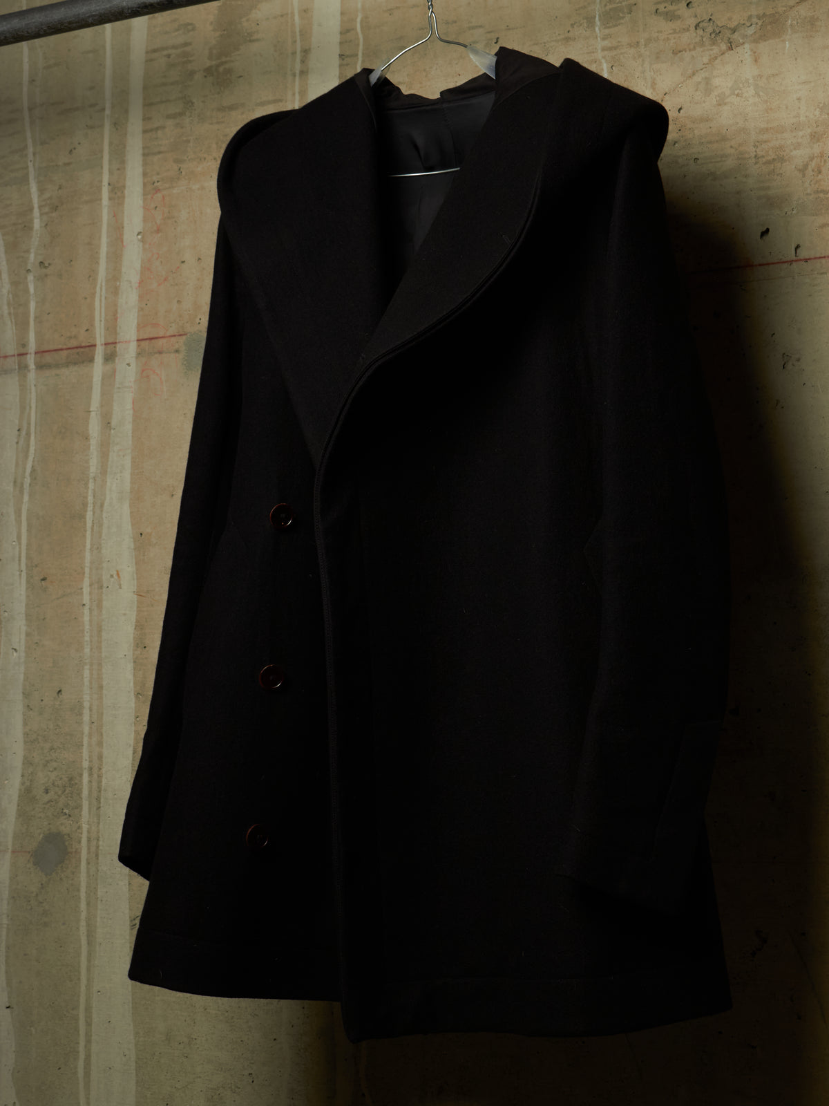 Rick Owens AW11 "LIMO" BLACK Wizard Hooded Wool Melton Coat
