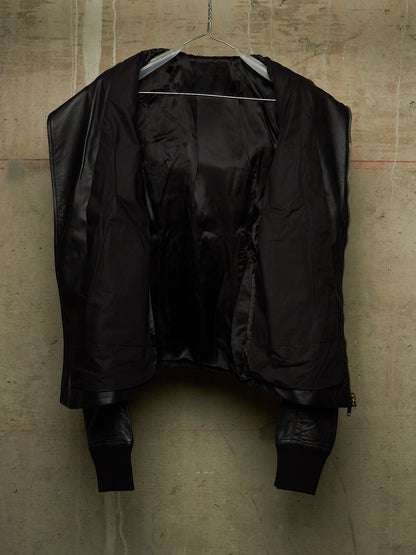 Rick Owens AW13 "PLINTH" BLACK Hooded Scuba Bullet Lamb Leather Jacket