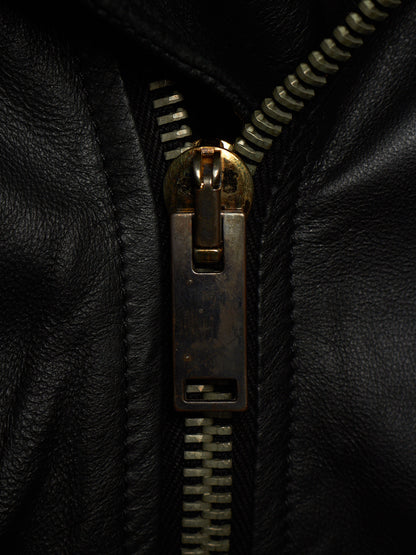 Rick Owens AW13 "PLINTH" BLACK Hooded Scuba Bullet Lamb Leather Jacket