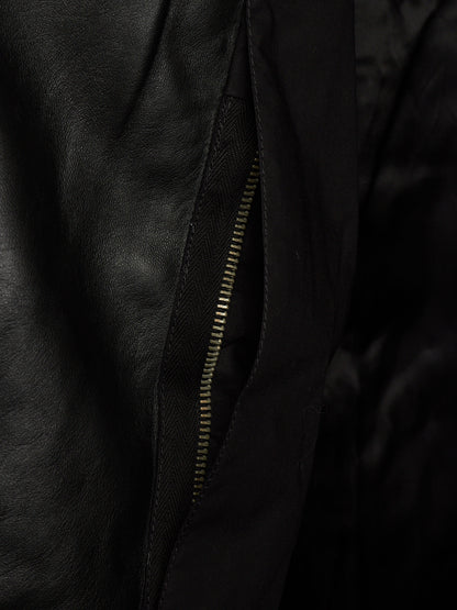Rick Owens AW13 "PLINTH" BLACK Hooded Scuba Bullet Lamb Leather Jacket