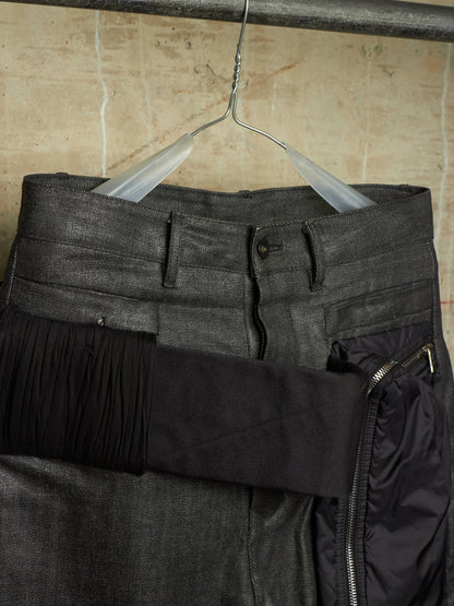 Rick Owens AW17 "GLITTER" Black Cropped Cargo Belt Coated Denim