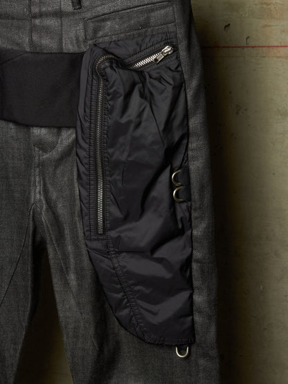 Rick Owens AW17 "GLITTER" Black Cropped Cargo Belt Coated Denim