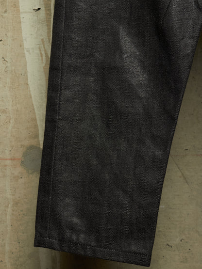 Rick Owens AW17 "GLITTER" Black Cropped Cargo Belt Coated Denim