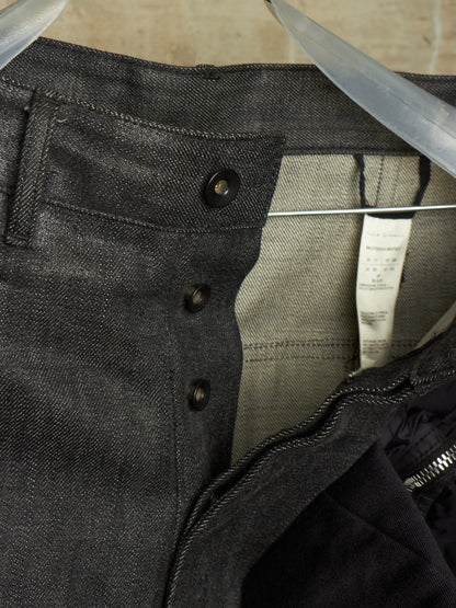 Rick Owens AW17 "GLITTER" Black Cropped Cargo Belt Coated Denim