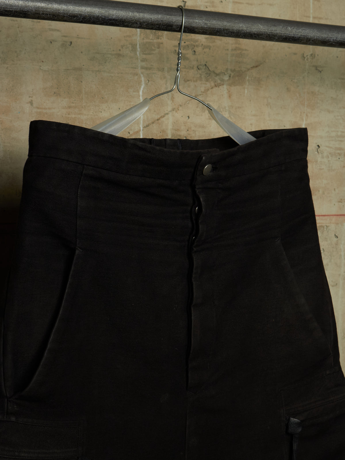 Rick Owens AW18 "SISYPHUS" BLACK Cotton Silk Moleskin High Waisted Cargo Pants