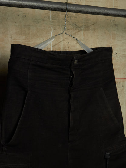 Rick Owens AW18 "SISYPHUS" BLACK Cotton Silk Moleskin High Waisted Cargo Pants