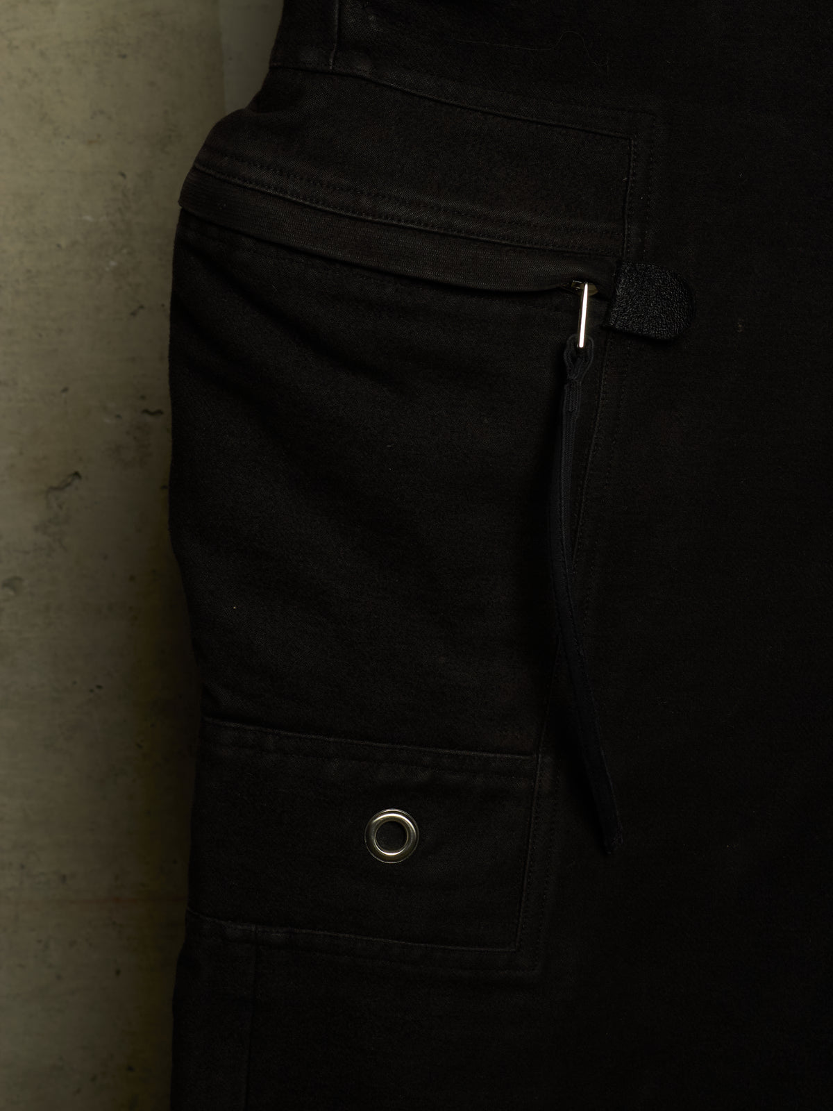 Rick Owens AW18 "SISYPHUS" BLACK Cotton Silk Moleskin High Waisted Cargo Pants