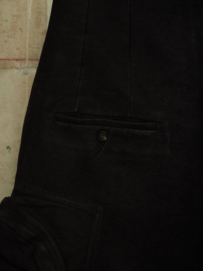 Rick Owens AW18 "SISYPHUS" BLACK Cotton Silk Moleskin High Waisted Cargo Pants