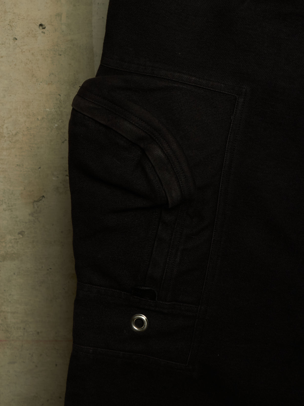 Rick Owens AW18 "SISYPHUS" BLACK Cotton Silk Moleskin High Waisted Cargo Pants
