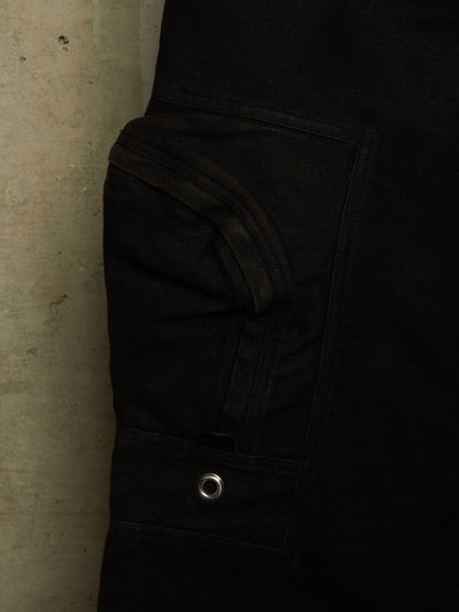 Rick Owens AW18 "SISYPHUS" BLACK Cotton Silk Moleskin High Waisted Cargo Pants