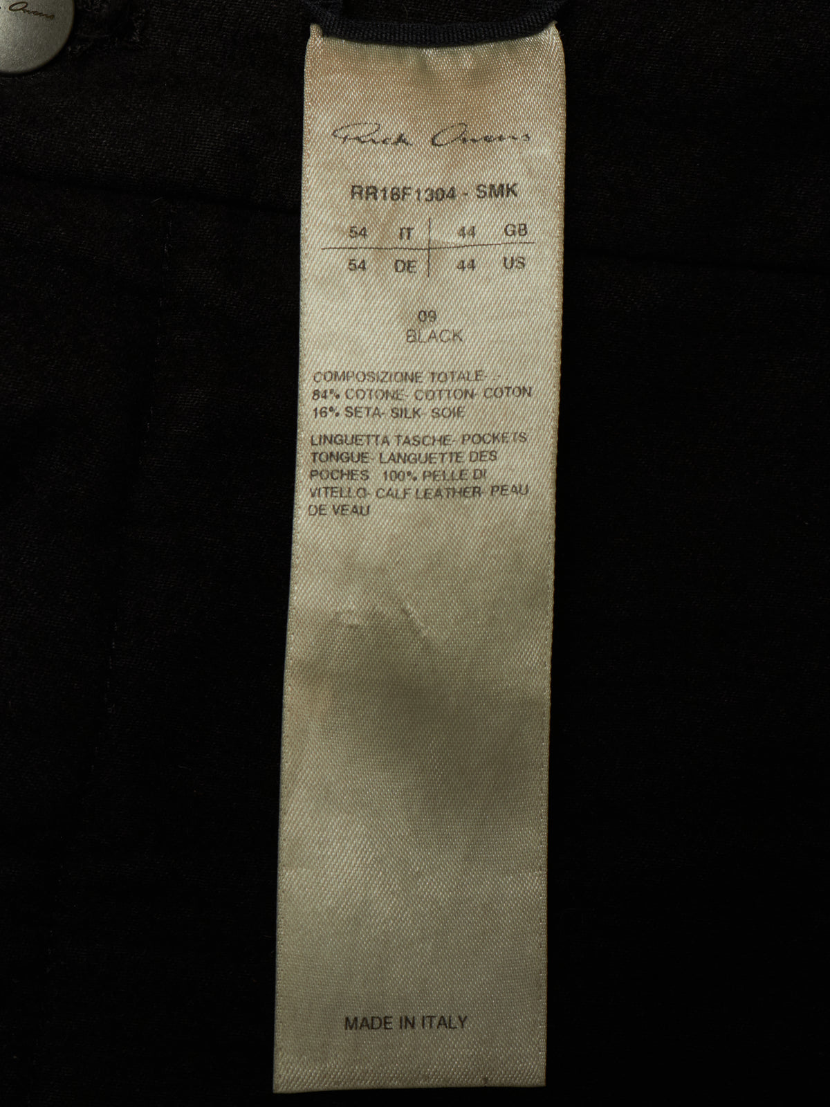 Rick Owens AW18 "SISYPHUS" BLACK Cotton Silk Moleskin High Waisted Cargo Pants