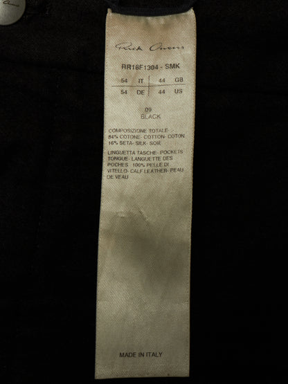 Rick Owens AW18 "SISYPHUS" BLACK Cotton Silk Moleskin High Waisted Cargo Pants