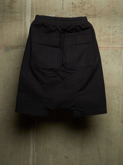 Rick Owens AW19 "LARRY" Black Utility Drop-crotch Pod Shorts