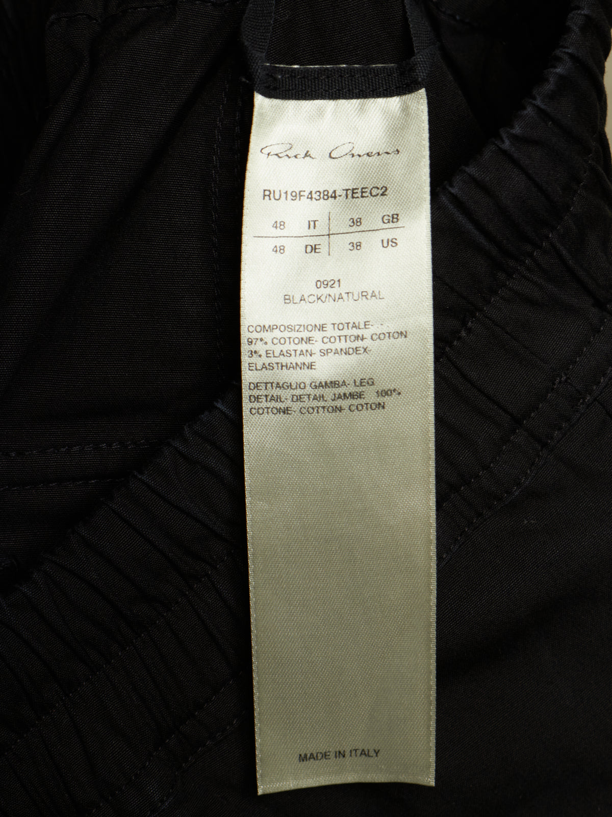 Rick Owens AW19 "LARRY" Black Utility Drop-crotch Pod Shorts