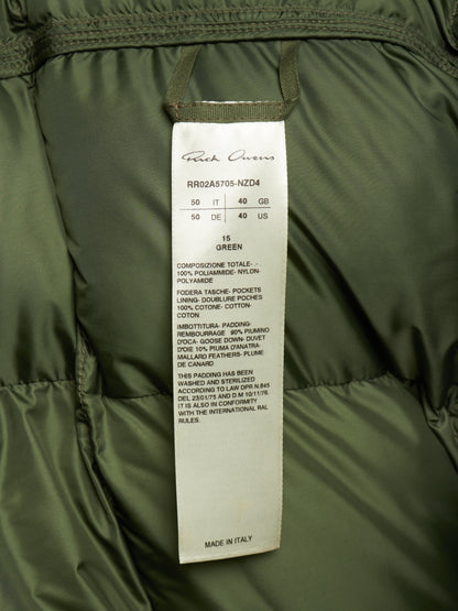 Rick Owens AW21 "GETHSEMANE" GREEN Duvet Jumbo Peter Hooded Puffer Down Jacket