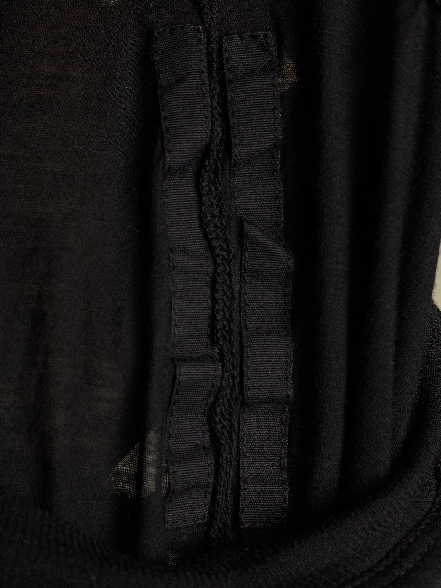 Rick Owens DRKSHDW 2010s Black Semi Sheer Asymmetric Drape Longline Tarp Tank Top