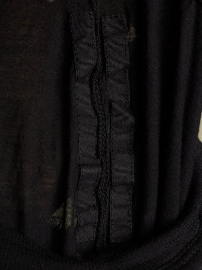 Rick Owens DRKSHDW 2010s Black Semi Sheer Asymmetric Drape Longline Tarp Tank Top