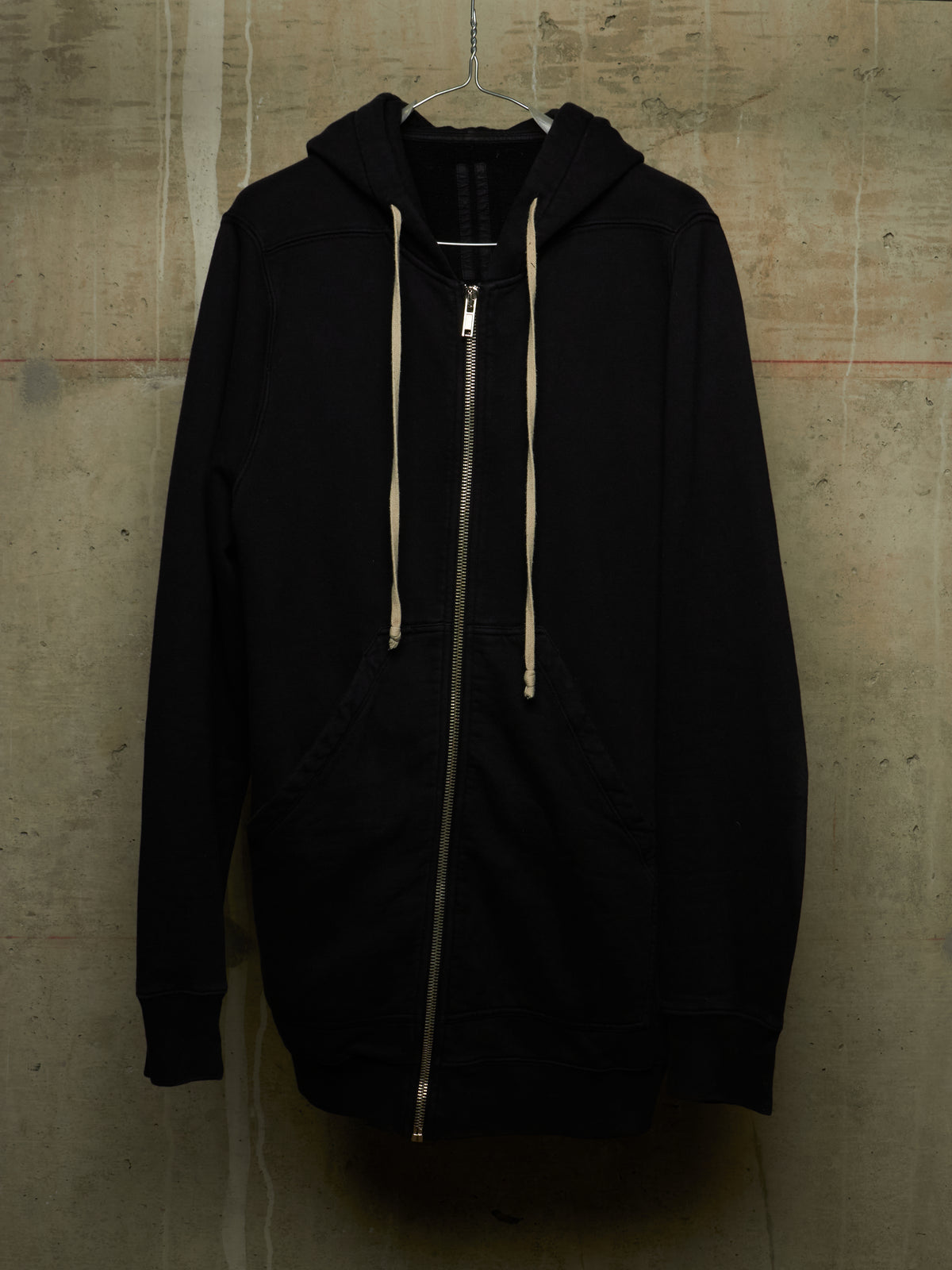 Rick Owens DRKSHDW 2010's BLACK Cotton Fleece Front Zip Hoodie