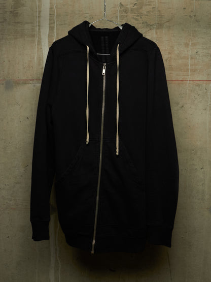 Rick Owens DRKSHDW 2010's BLACK Cotton Fleece Front Zip Hoodie
