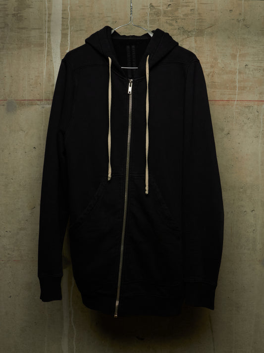Rick Owens DRKSHDW 2010's BLACK Cotton Fleece Front Zip Hoodie
