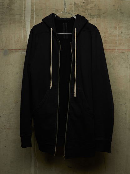 Rick Owens DRKSHDW 2010's BLACK Cotton Fleece Front Zip Hoodie