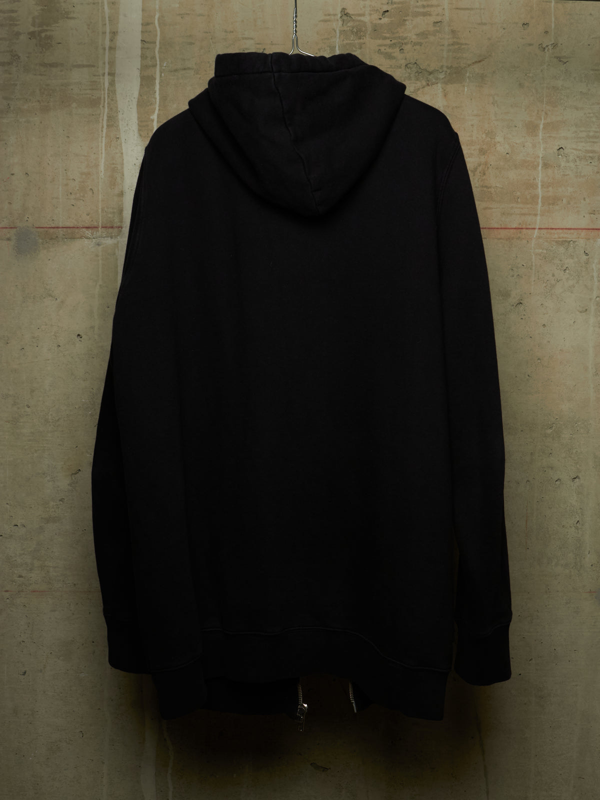 Rick Owens DRKSHDW 2010's BLACK Cotton Fleece Front Zip Hoodie