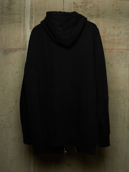 Rick Owens DRKSHDW 2010's BLACK Cotton Fleece Front Zip Hoodie