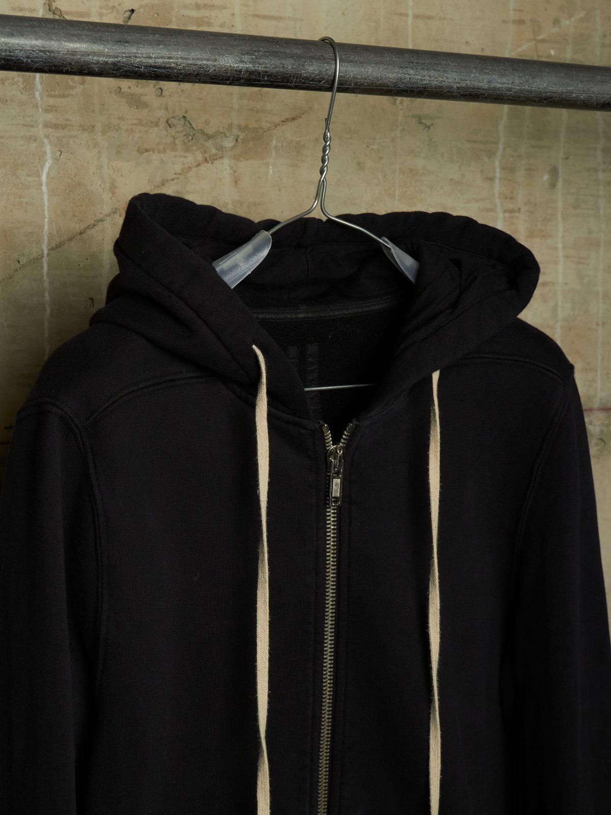 Rick Owens DRKSHDW 2010's BLACK Cotton Fleece Front Zip Hoodie