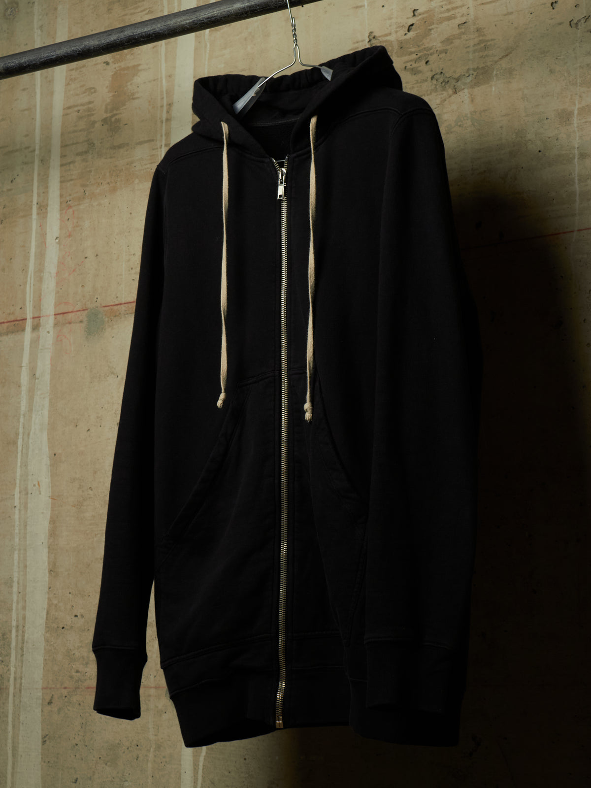 Rick Owens DRKSHDW 2010's BLACK Cotton Fleece Front Zip Hoodie