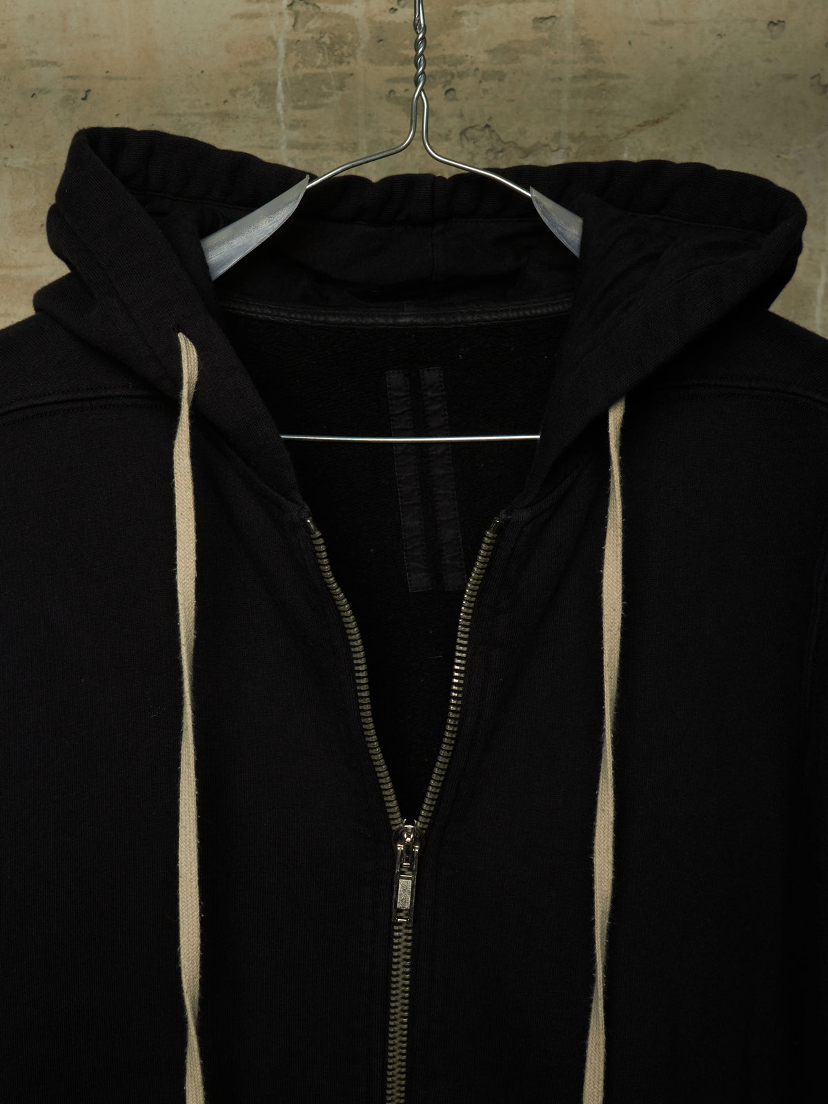 Rick Owens DRKSHDW 2010's BLACK Cotton Fleece Front Zip Hoodie