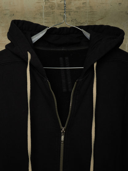 Rick Owens DRKSHDW 2010's BLACK Cotton Fleece Front Zip Hoodie