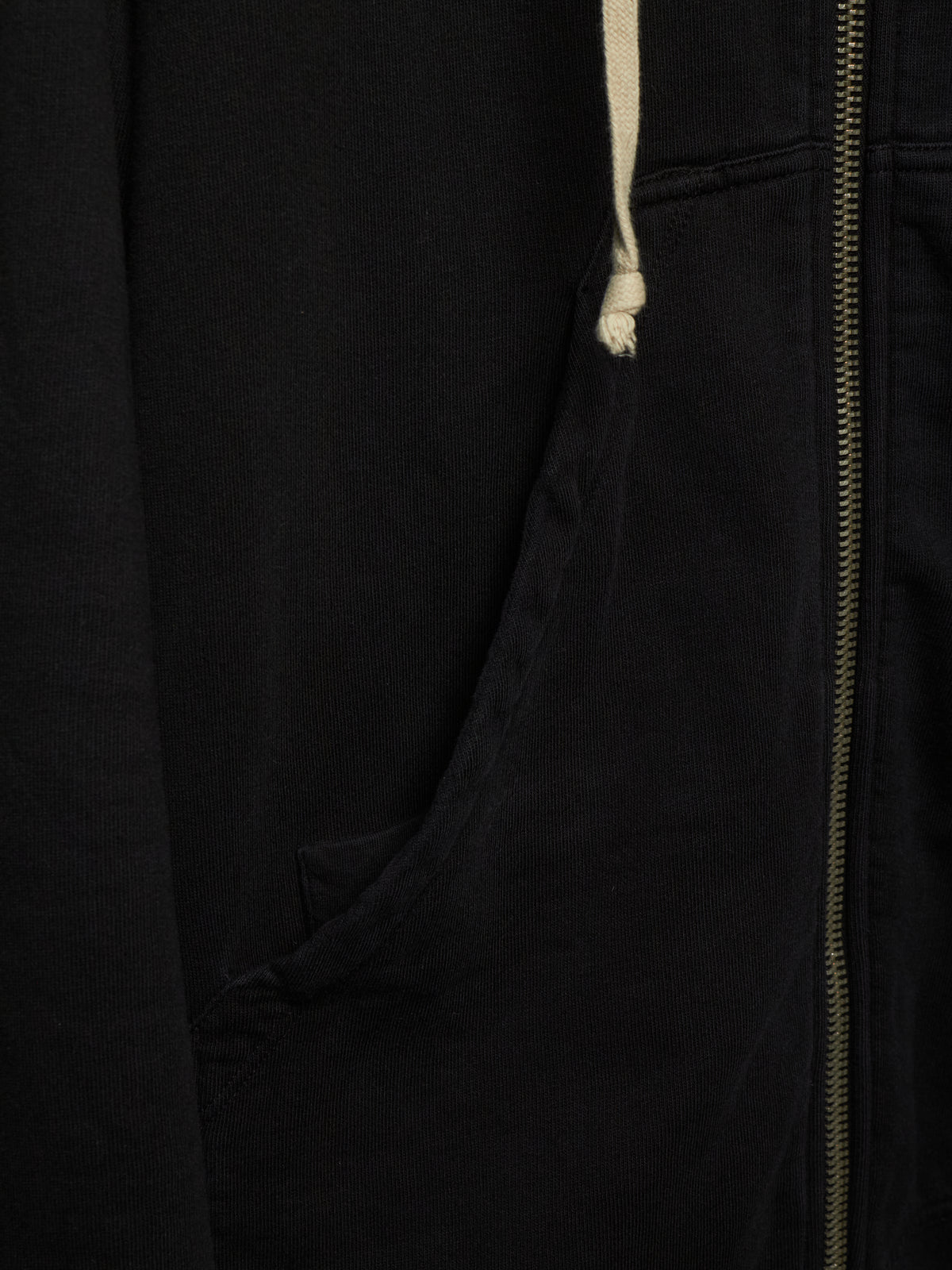 Rick Owens DRKSHDW 2010's BLACK Cotton Fleece Front Zip Hoodie