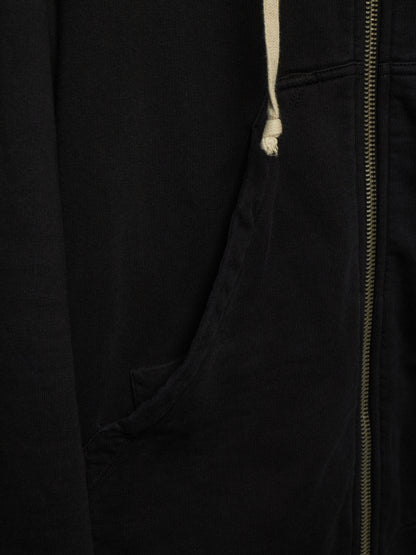Rick Owens DRKSHDW 2010's BLACK Cotton Fleece Front Zip Hoodie