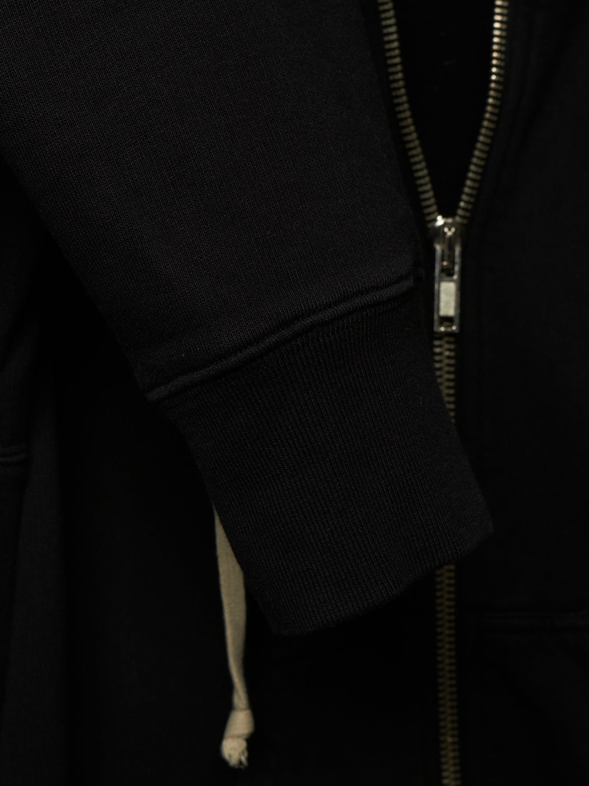Rick Owens DRKSHDW 2010's BLACK Cotton Fleece Front Zip Hoodie