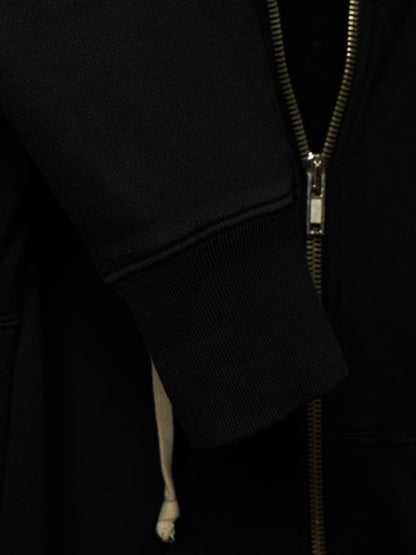 Rick Owens DRKSHDW 2010's BLACK Cotton Fleece Front Zip Hoodie