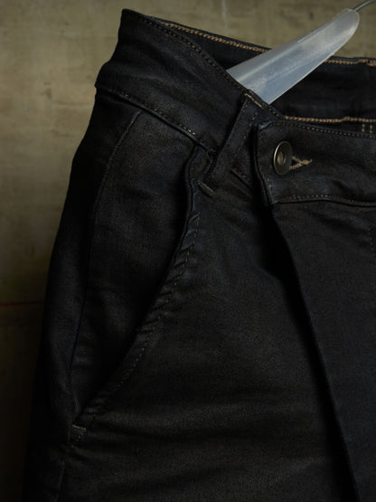 Rick Owens DRKSHDW AW16 "MASTODON" BLACK MATTE Waxed Gladiator Kilt Layer Denim
